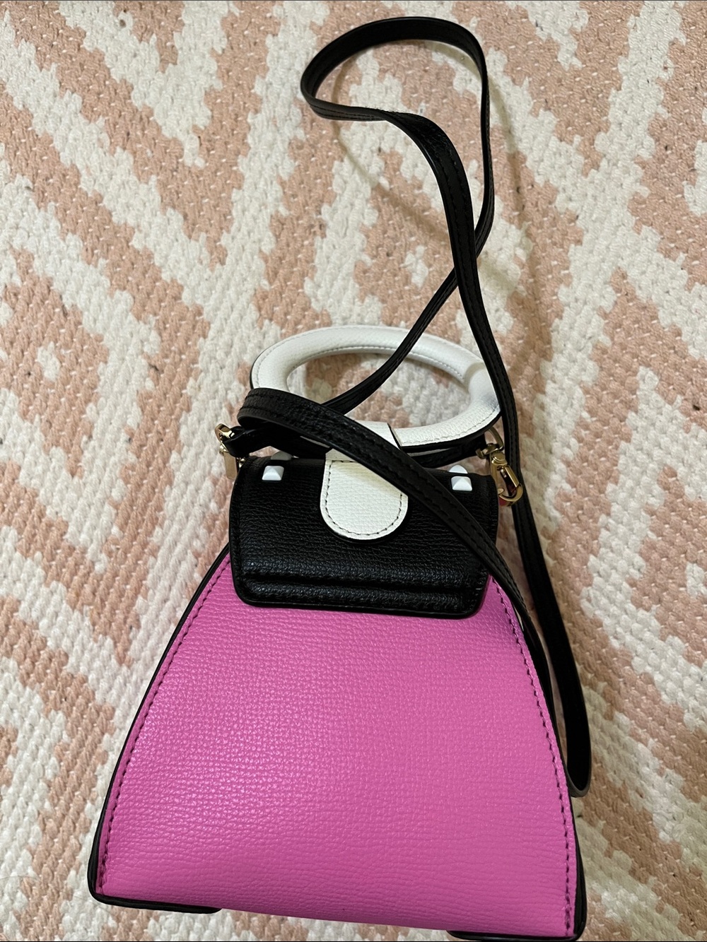 henri bendel Pink, Black & White Mini Leather Top-Handle Crossbody - Picture 5 of 9